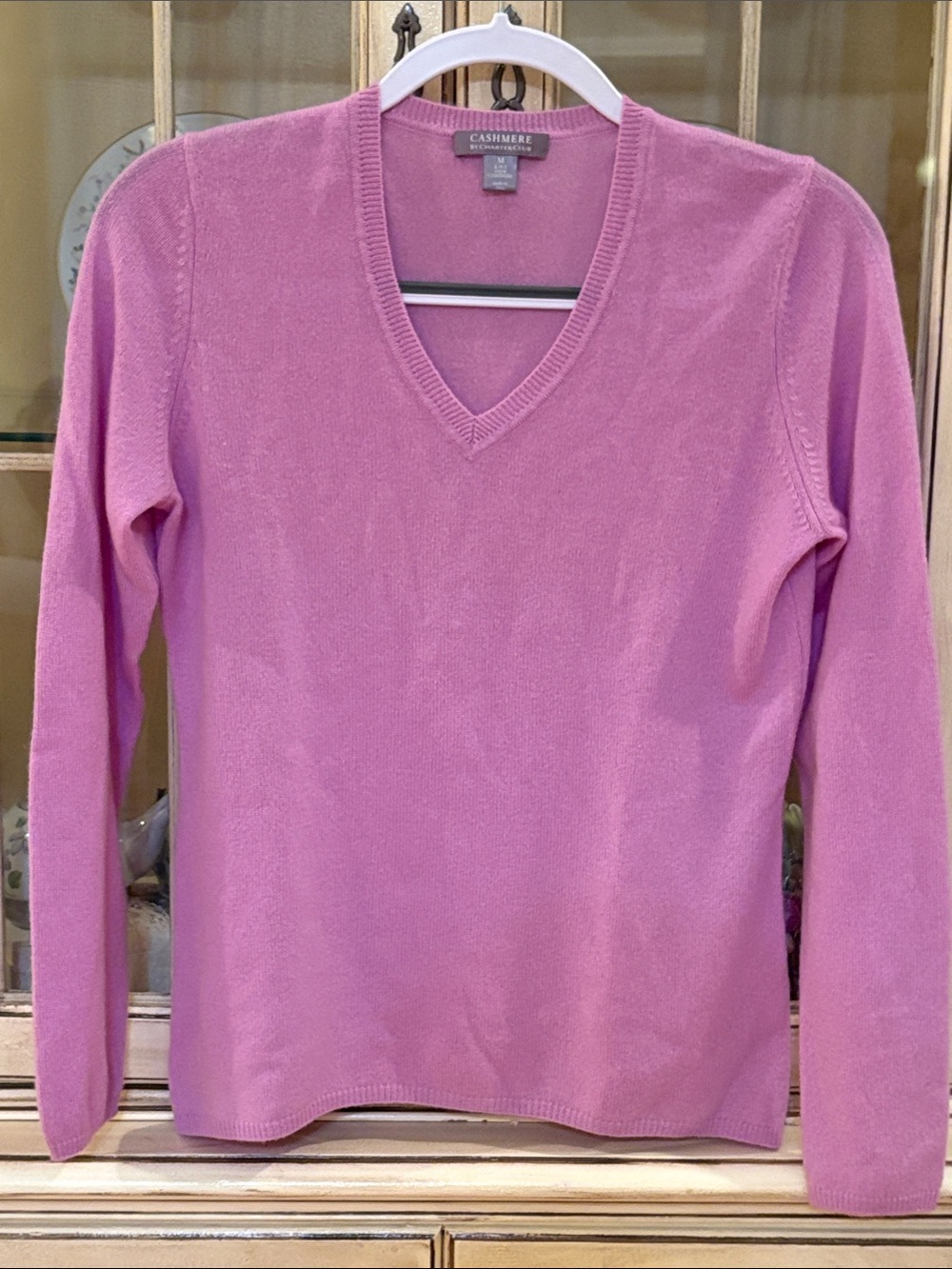 Charter Club Pink V-Neck Cashmere Sweater